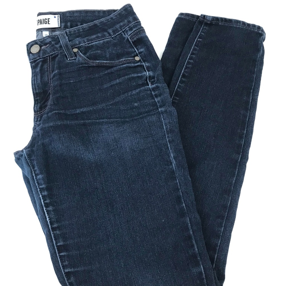 PAIGE Peg Super Skinny Tall Dark Stretch Jeans size 28 low rise